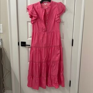 TCEC Vibrant Pink Button-Up Maxi Dress. Size Small
